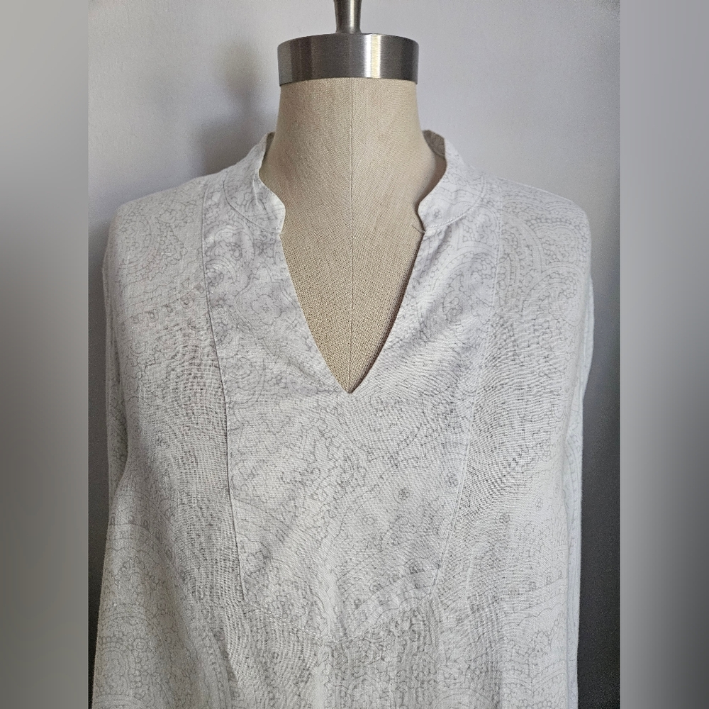 Sigrid Olsen Medallion Pattern Split Neck Linen T… - image 4